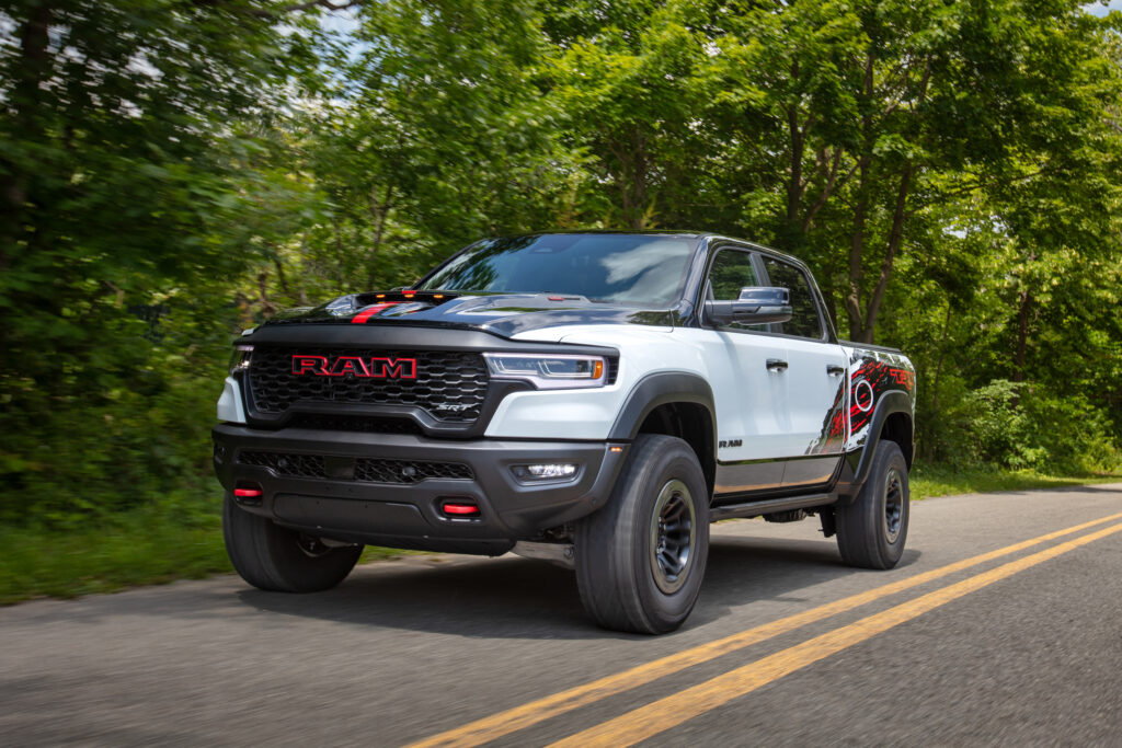 2027 ram 1500 trx srt bloodshot night in bright white