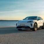 2027 Porsche Cayenne S Coupe Electric side profile highlighting coupe roofline and 21-inch wheels