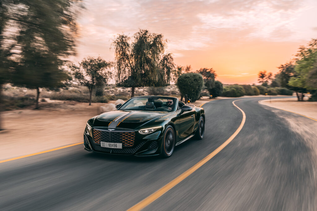 "2027 Bentley Batur Convertible showcasing an ultra-luxury grand touring convertible with handcrafted design, elegant proportions, signature Bentley grille, premium detailing, and an open-top performance-inspired exterior."