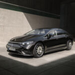 2027 Mercedes-Benz EQS electric luxury sedan showcasing futuristic aerodynamic design and LED lighting