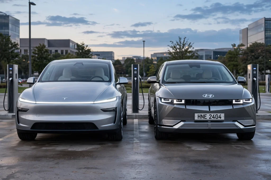 Tesla Model Y Hyundai Ioniq 5 both new models with great look and driving specs
