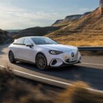 2026 Mercedes-Benz C-Class Electric luxury sedan exterior front view showcasing modern LED headlights and sleek aerodynamic design