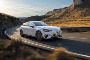 2026 Mercedes-Benz C-Class Electric luxury sedan exterior front view showcasing modern LED headlights and sleek aerodynamic design
