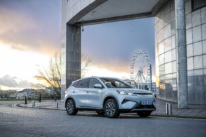 2027 BYD Atto 3 electric SUV with modern design, LED lights and stylish exterior shown on the open road.