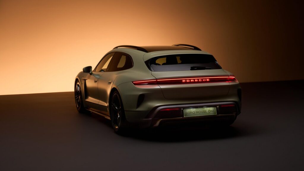 back side of porsche taycan turbo s soho house