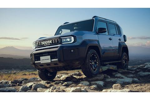 2027 Toyota Land Cruiser FJ on mountain terrain, a display of rugged design and off-road capability.